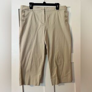 Talbots Cream Button-Accent Capris